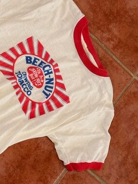 Vintage Beech-Nut Chewing Tobacco Graphic Ringer Tee